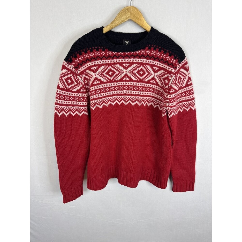 Roots Winter Edition Lambswool‎ Sweater Mens M Red Fair Isle Vintage